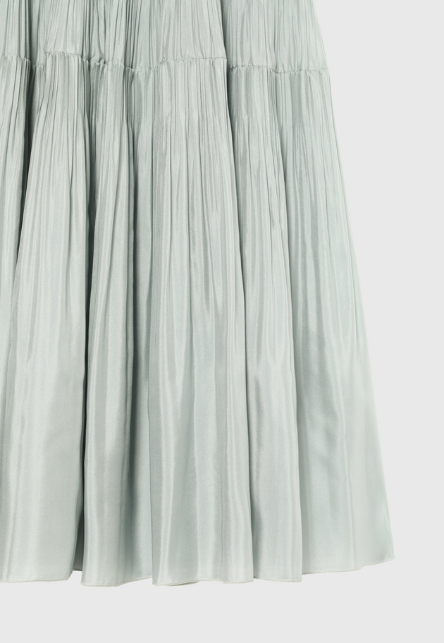 SILK POLYESTER TIERED PLEATS SKIRT / シルクポリエステルティアードプリーツスカート 詳細画像 L.GY 5