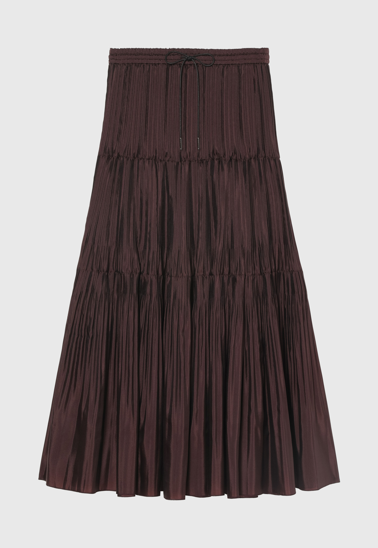 SILK POLYESTER TIERED PLEATS SKIRT / シルクポリエステルティアードプリーツスカート 詳細画像 Brd 1