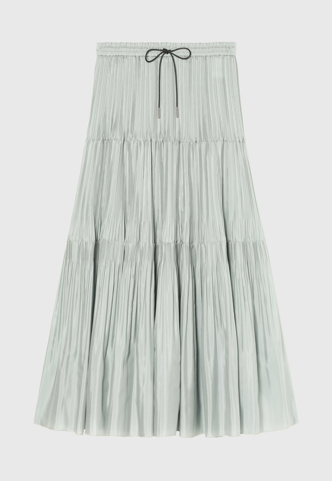 SILK POLYESTER TIERED PLEATS SKIRT / シルクポリエステルティアードプリーツスカート 詳細画像 L.GY 1