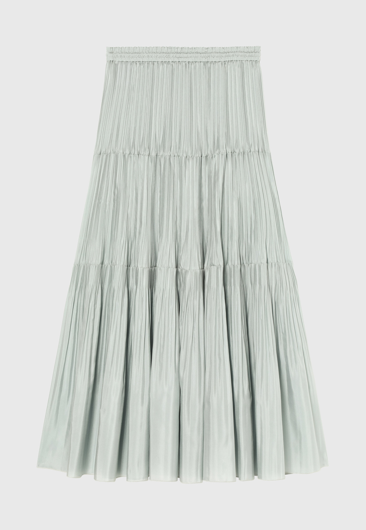 SILK POLYESTER TIERED PLEATS SKIRT / シルクポリエステルティアードプリーツスカート 詳細画像 L.GY 2
