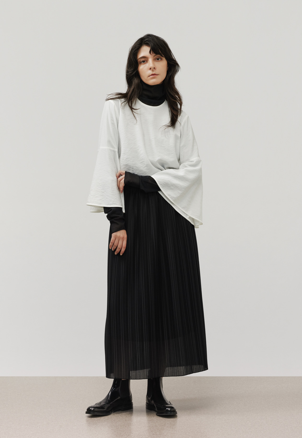ORGANDY PLEATS SKIRT / オーガンジープリーツスカート 詳細画像 Black 1