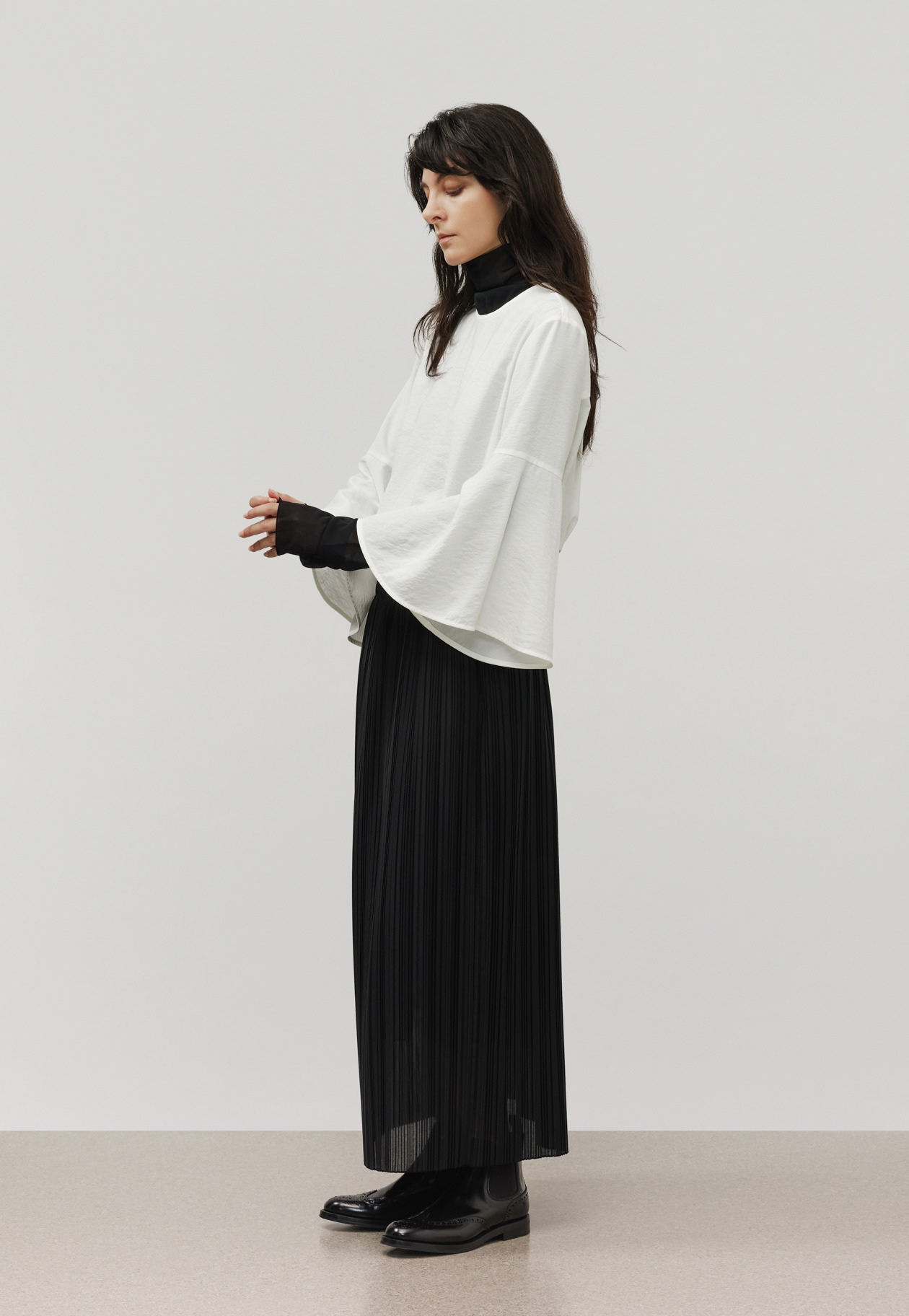 ORGANDY PLEATS SKIRT / オーガンジープリーツスカート 詳細画像 Black 2