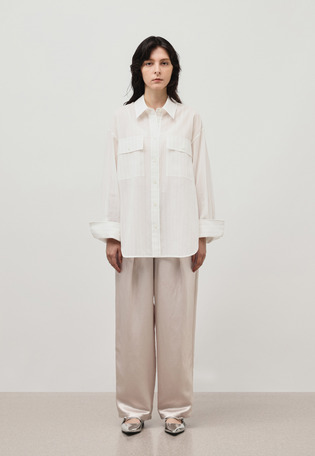SHEER STRIPE CPO SHIRT / シアーストライプCPOシャツ