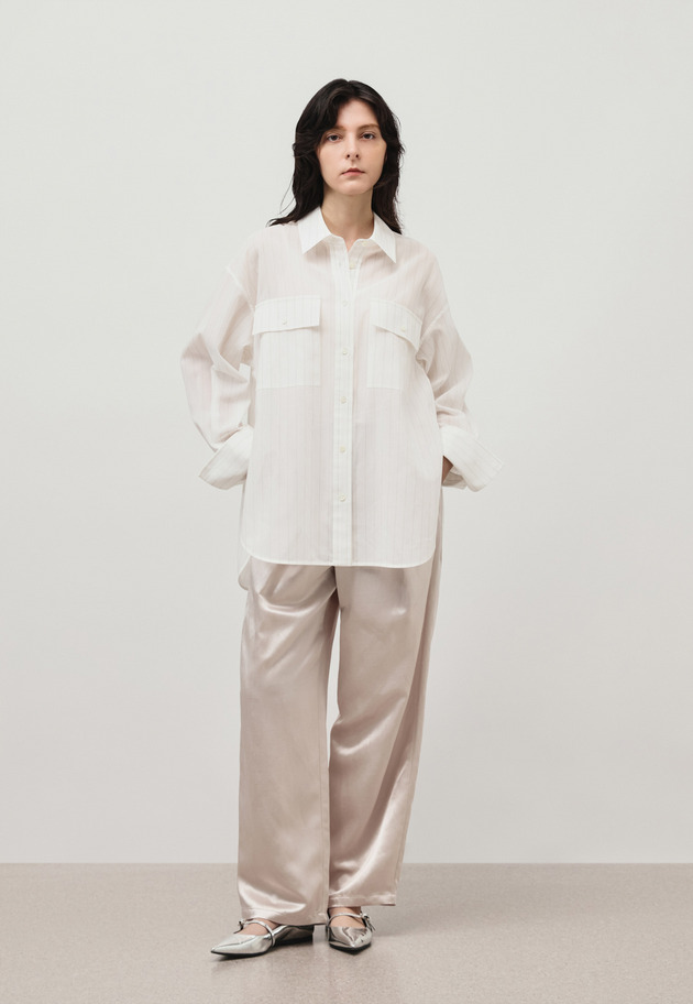SHEER STRIPE CPO SHIRT / シアーストライプCPOシャツ 詳細画像 White 2