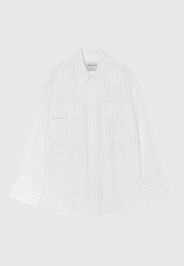 SHEER STRIPE CPO SHIRT / シアーストライプCPOシャツ 詳細画像 White 5