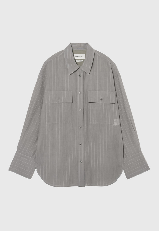 SHEER STRIPE CPO SHIRT / シアーストライプCPOシャツ 詳細画像 Gray 1