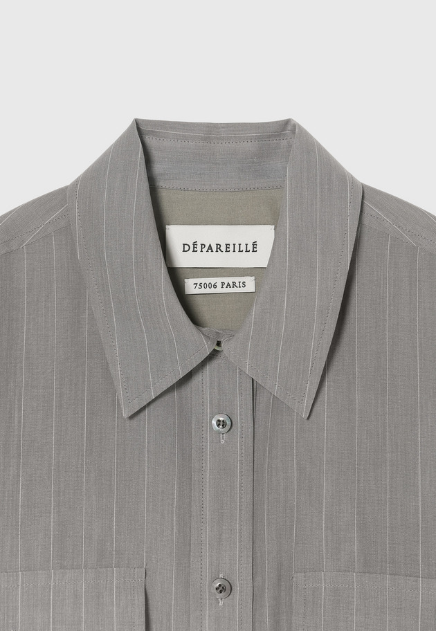 SHEER STRIPE CPO SHIRT / シアーストライプCPOシャツ 詳細画像 Gray 3