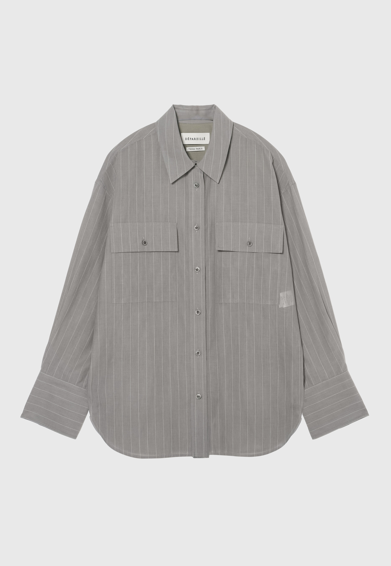 SHEER STRIPE CPO SHIRT / シアーストライプCPOシャツ 詳細画像 Gray 1