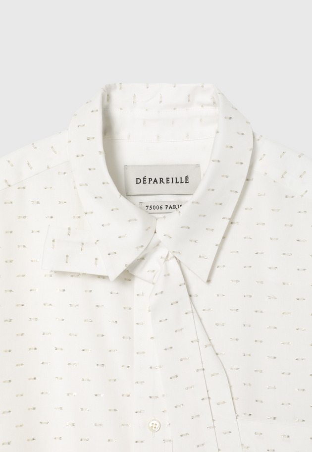 COTTON LAME JACQUARD BOW SHIRT / コットンラメジャガードボウシャツ 詳細画像 White 4
