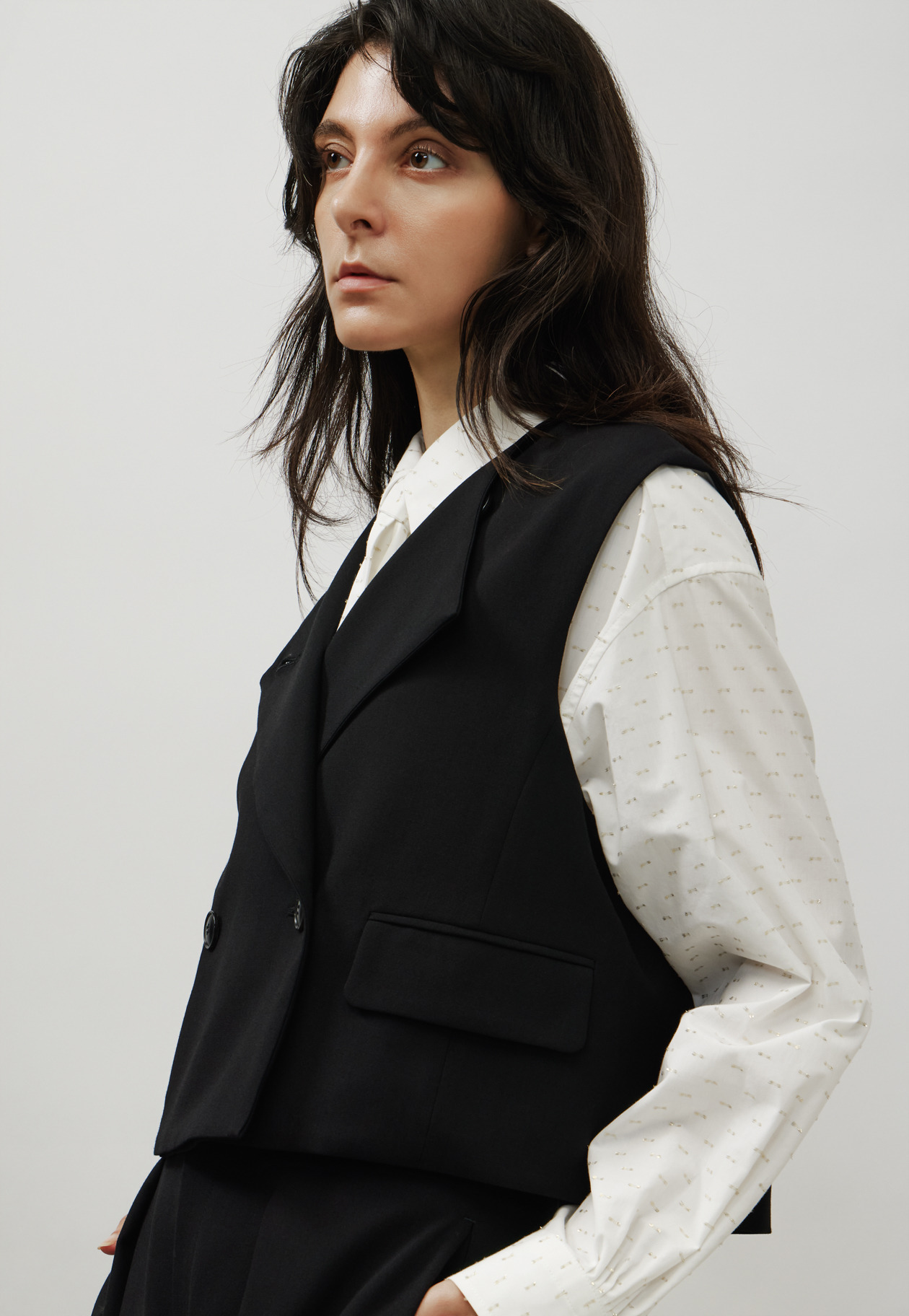 COTTON LAME JACQUARD BOW SHIRT / コットンラメジャガードボウシャツ 詳細画像 White 12