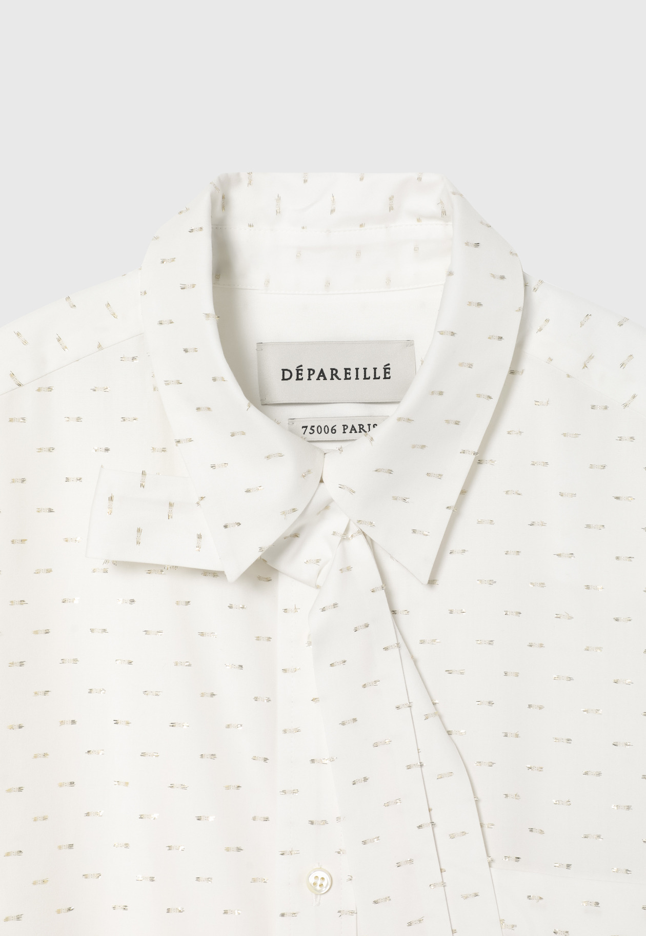 COTTON LAME JACQUARD BOW SHIRT / コットンラメジャガードボウシャツ 詳細画像 White 4