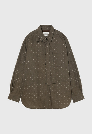 CHECK DOT JACQUARD BOW SHIRT / チェックドットジャガードボウシャツ
