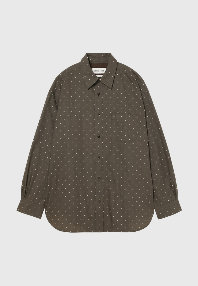 CHECK DOT JACQUARD BOW SHIRT / チェックドットジャガードボウシャツ 詳細画像 Brown 2