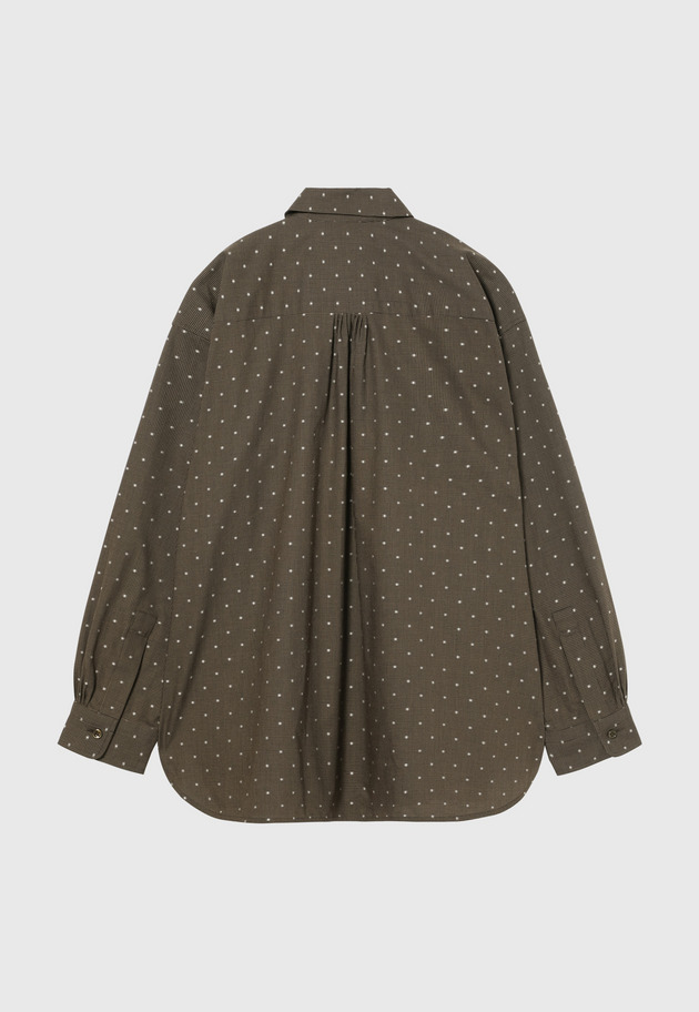 CHECK DOT JACQUARD BOW SHIRT / チェックドットジャガードボウシャツ 詳細画像 Brown 3