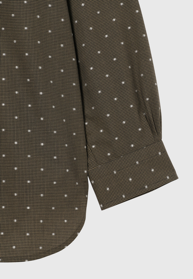 CHECK DOT JACQUARD BOW SHIRT / チェックドットジャガードボウシャツ 詳細画像 Brown 5