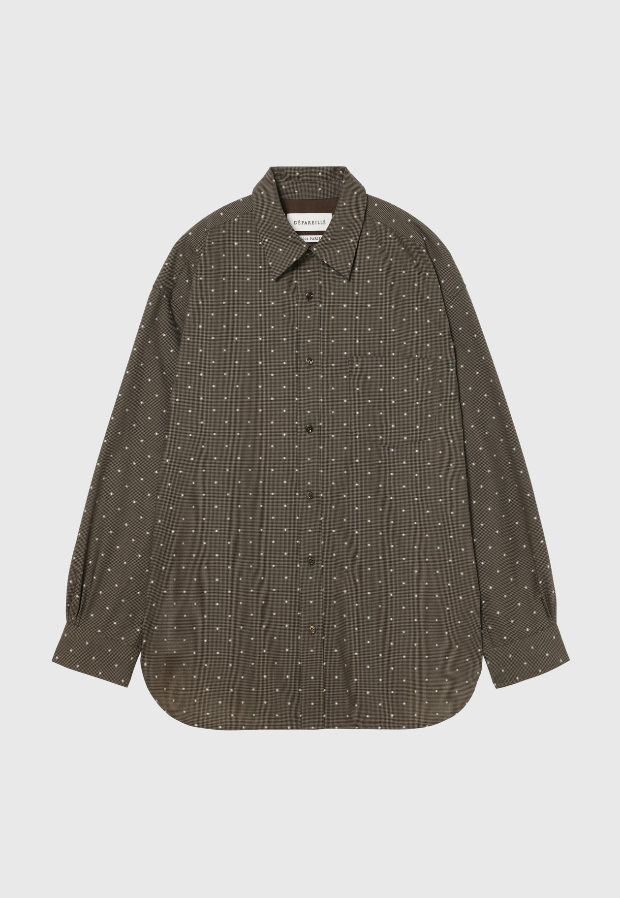 CHECK DOT JACQUARD BOW SHIRT / チェックドットジャガードボウシャツ 詳細画像 Brown 2