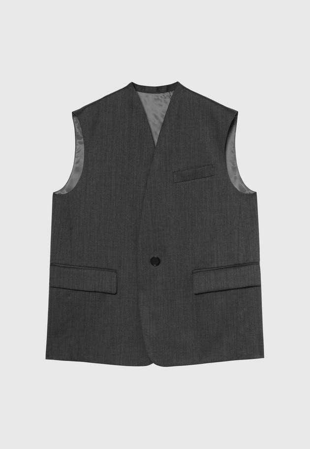 WOOL GABARDINE GILET / ウールギャバジンジレ 詳細画像 Chcl 4