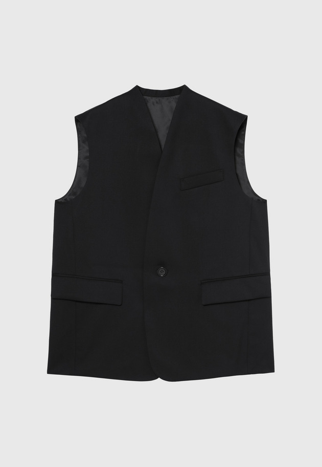 WOOL GABARDINE GILET / ウールギャバジンジレ 詳細画像 Black 1