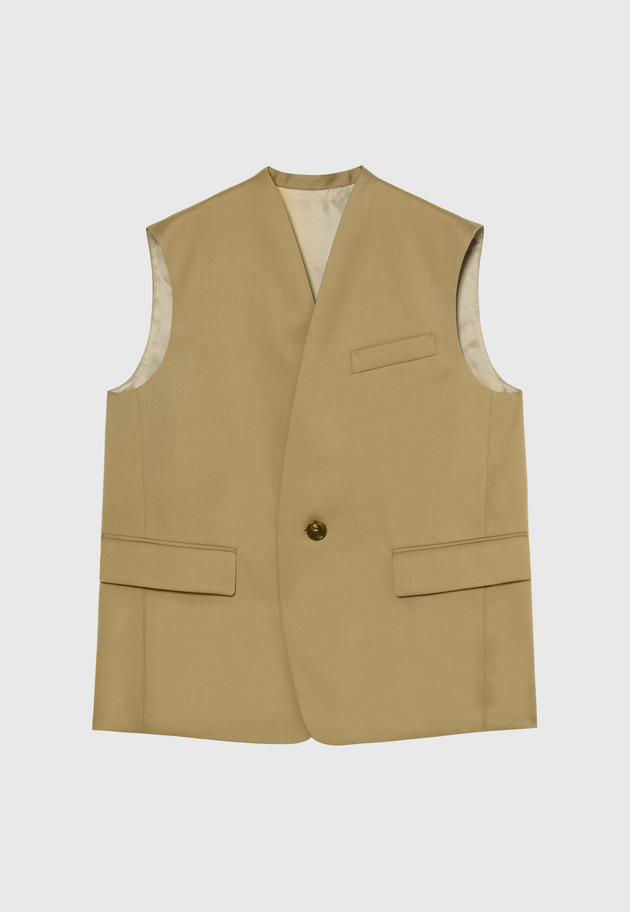 WOOL GABARDINE GILET / ウールギャバジンジレ 詳細画像 Camel 8