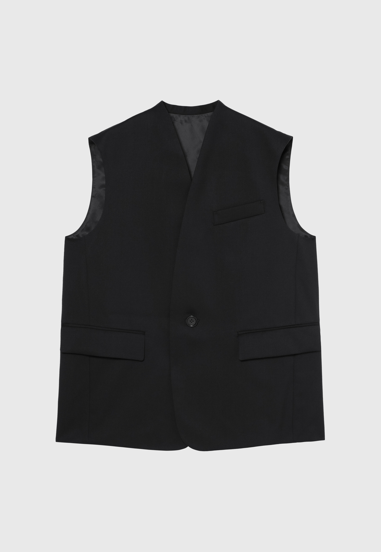WOOL GABARDINE GILET / ウールギャバジンジレ 詳細画像 Black 1