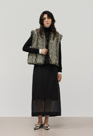 FANCY TWEED V NECK GILET / ファンシーツィードVネックジレ