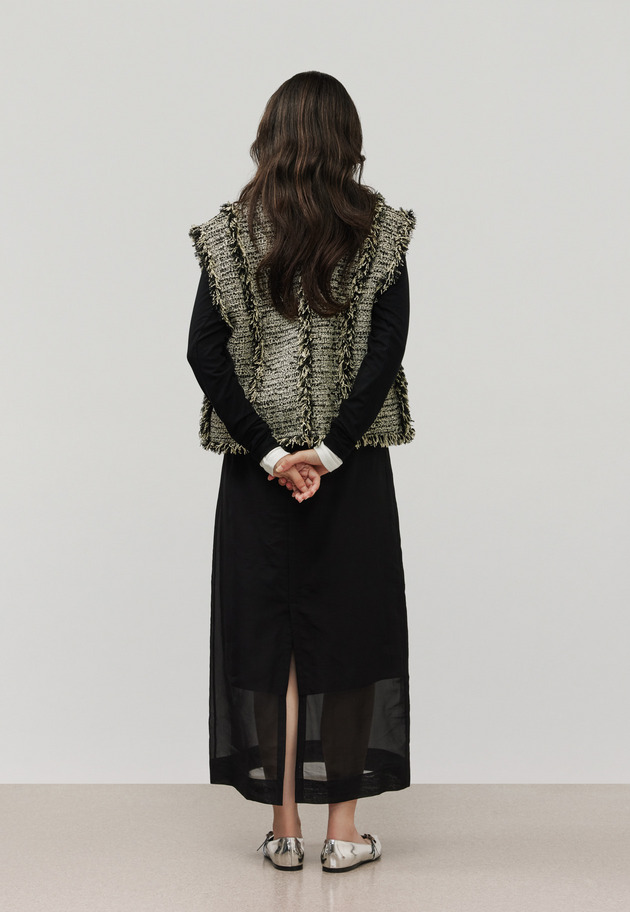 FANCY TWEED V NECK GILET / ファンシーツィードVネックジレ 詳細画像 Black 3