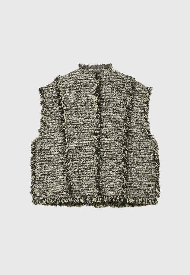FANCY TWEED V NECK GILET / ファンシーツィードVネックジレ 詳細画像 Black 8