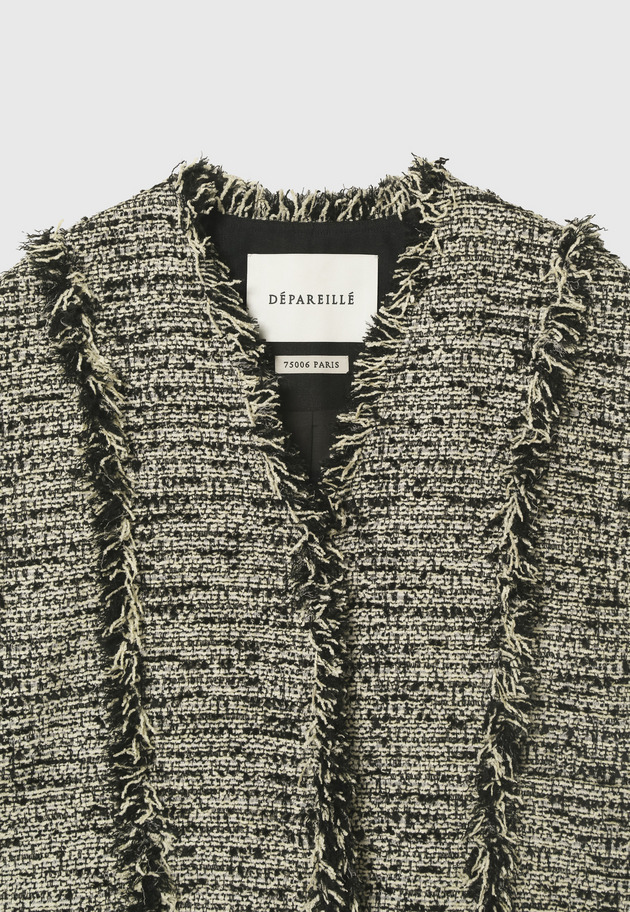 FANCY TWEED V NECK GILET / ファンシーツィードVネックジレ 詳細画像 Black 9