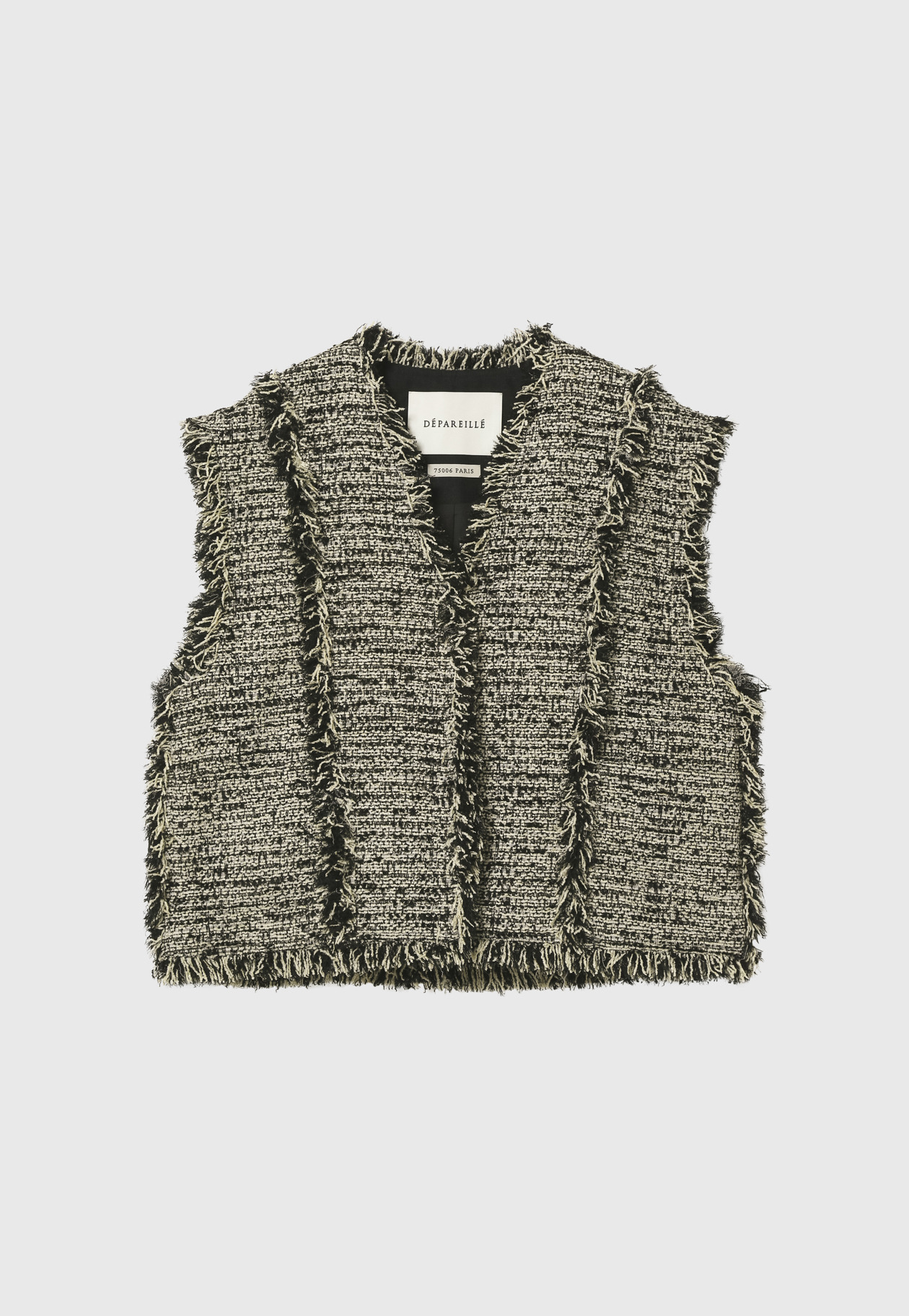 FANCY TWEED V NECK GILET / ファンシーツィードVネックジレ 詳細画像 Black 7