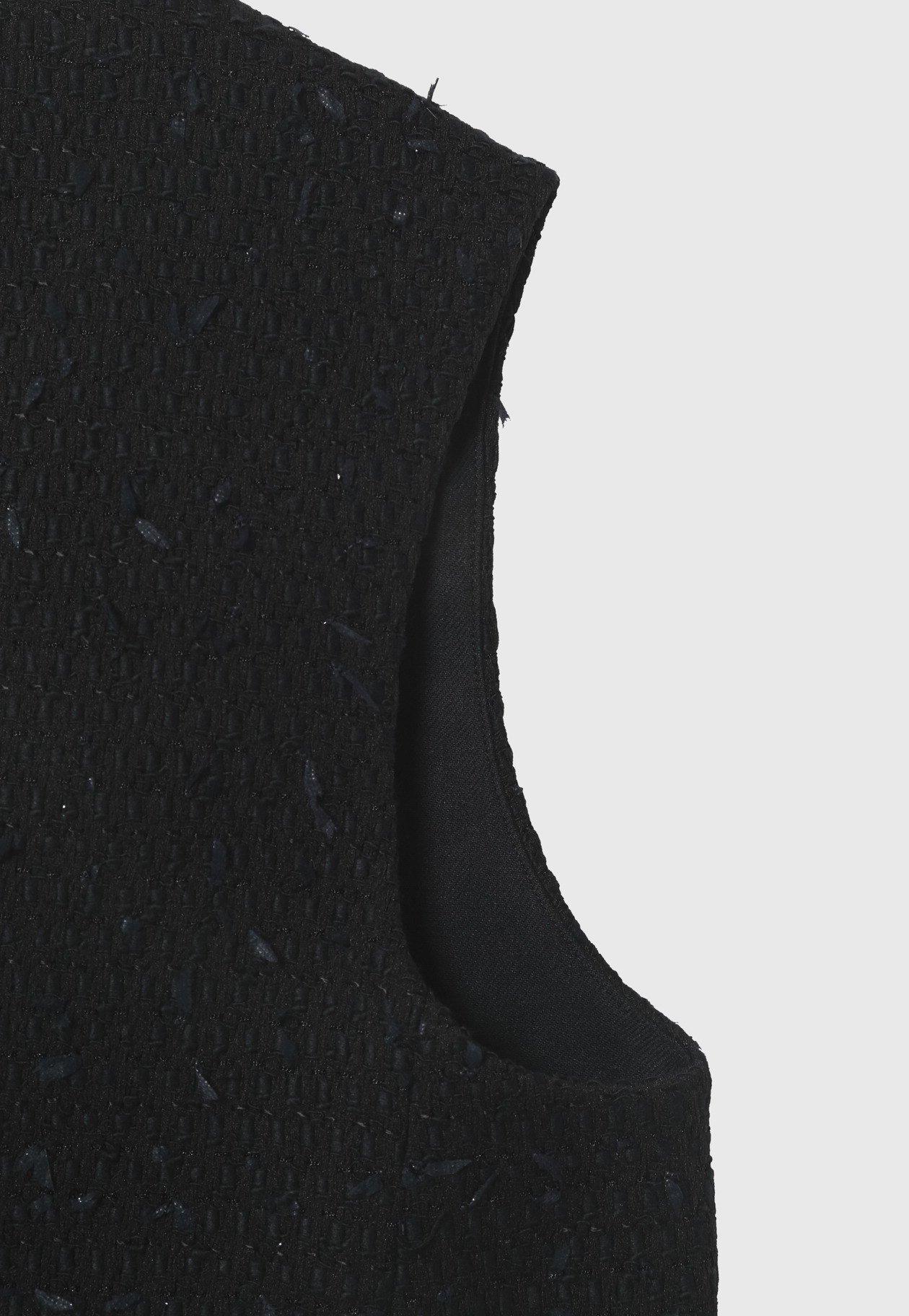 TAPE YARN TWEED CREW NECK GILET / テープヤーンツィードクルーネックジレ 詳細画像 Black 9