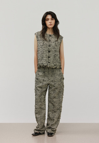 FANCY TWEED CREW NECK GILET / ファンシーツィードクルーネックジレ