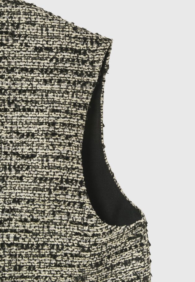 FANCY TWEED CREW NECK GILET / ファンシーツィードクルーネックジレ 詳細画像 Black 10