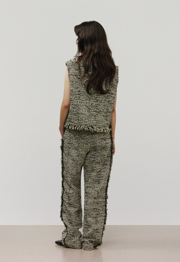 FANCY TWEED CREW NECK GILET / ファンシーツィードクルーネックジレ 詳細画像 Black 4
