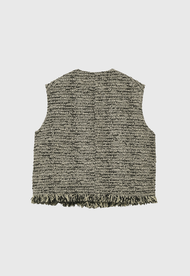FANCY TWEED CREW NECK GILET / ファンシーツィードクルーネックジレ 詳細画像 Black 8
