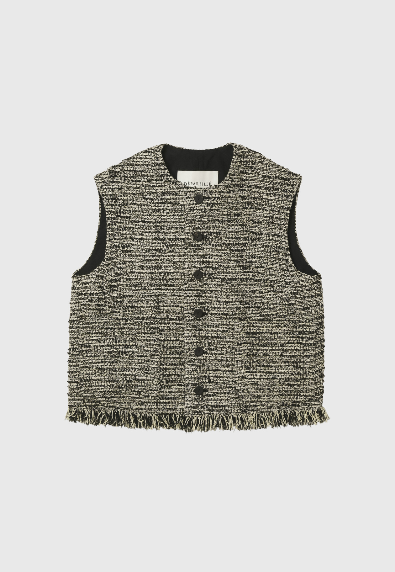 FANCY TWEED CREW NECK GILET / ファンシーツィードクルーネックジレ 詳細画像 Black 7