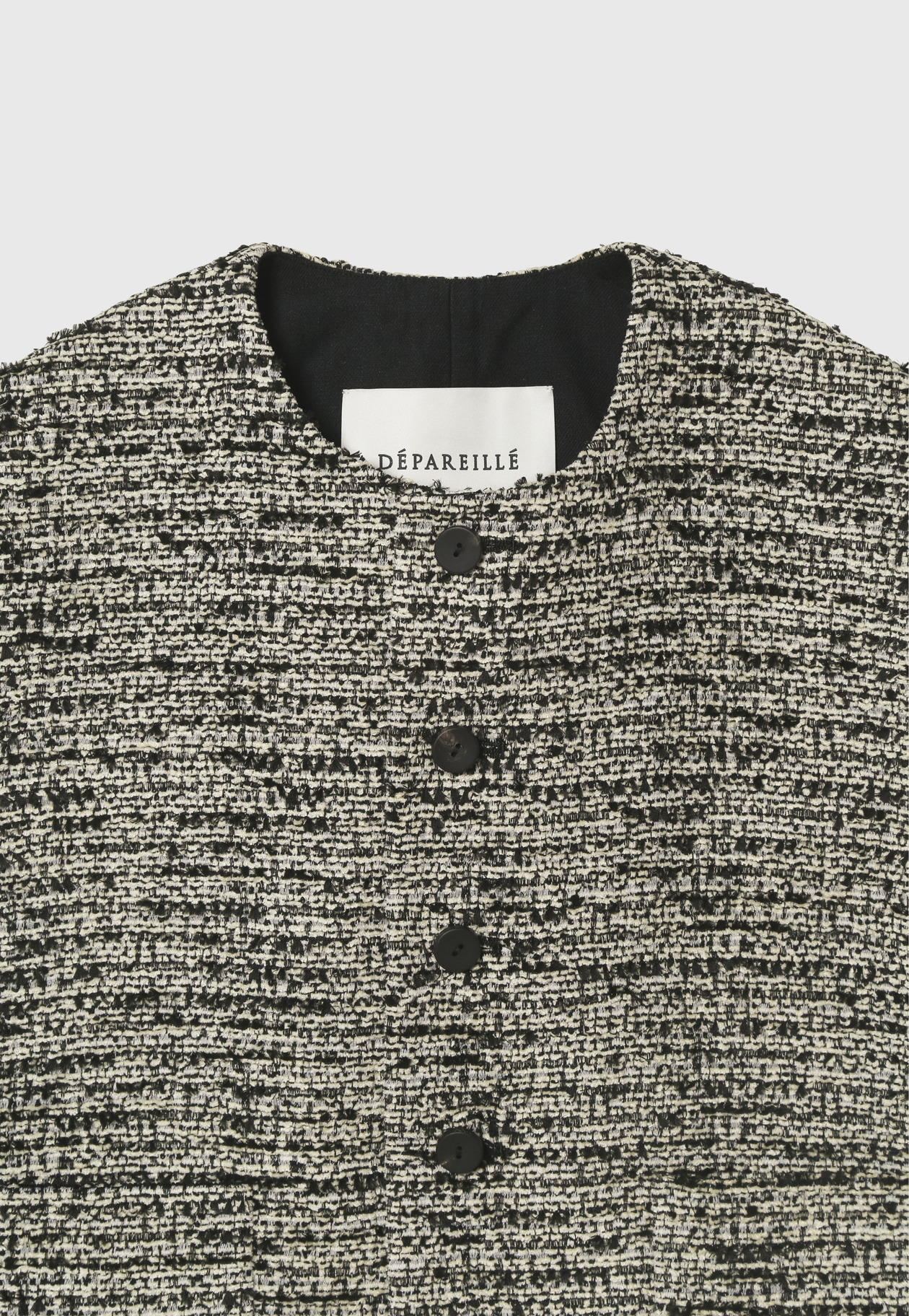 FANCY TWEED CREW NECK GILET / ファンシーツィードクルーネックジレ 詳細画像 Black 9