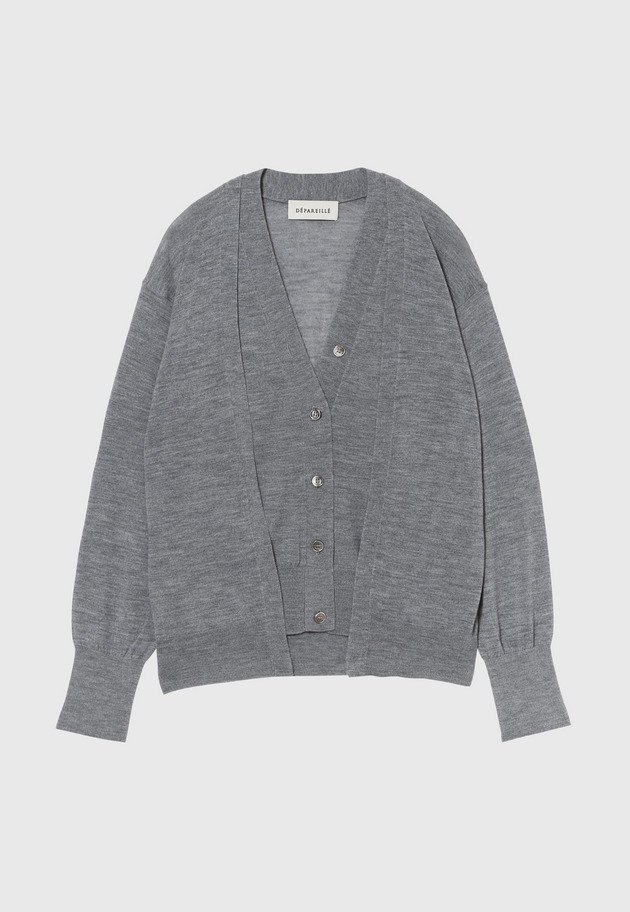 HIGH GAUGE LAYERED CARDIGAN / ハイゲージレイヤードカーディガン 詳細画像 Gray 1