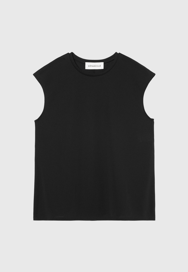 TRIACETATE JERSEY SLEEVELESS TOPS / トリアセテートジャージースリーブレストップス 詳細画像 Black 1