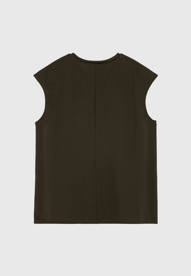 TRIACETATE JERSEY SLEEVELESS TOPS / トリアセテートジャージースリーブレストップス 詳細画像 Brown 2