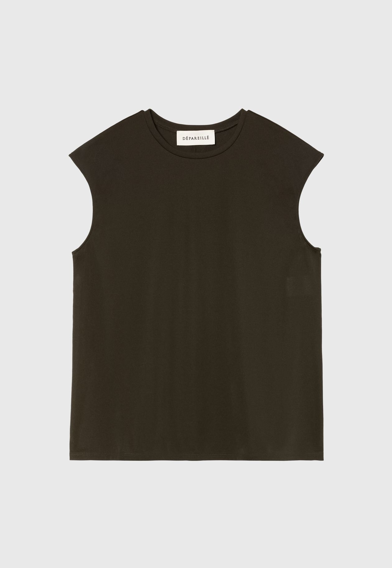 TRIACETATE JERSEY SLEEVELESS TOPS / トリアセテートジャージースリーブレストップス 詳細画像 Brown 1