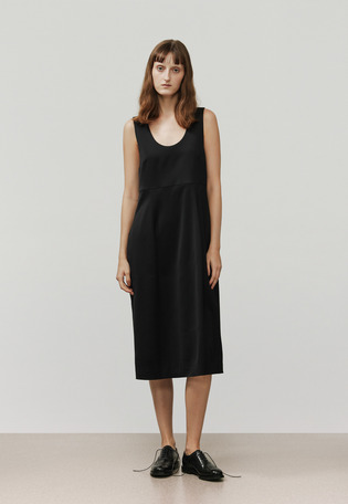 WOOL VISCOSE SATIN JUMPER SKIRT / ウールヴィスコースサテンジャンパースカート