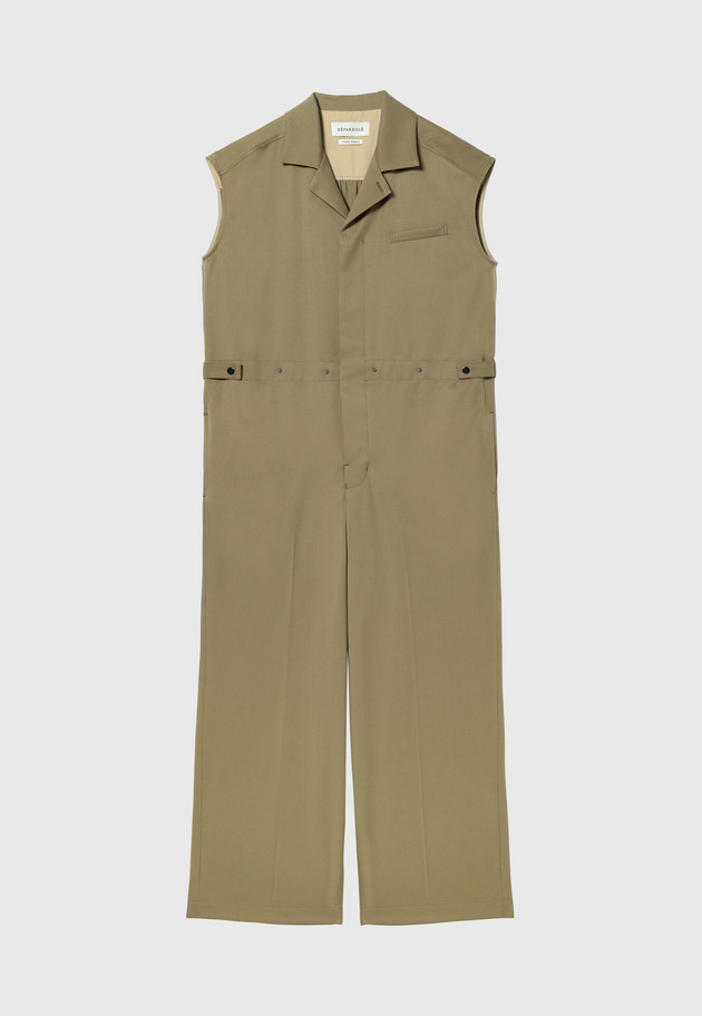 WOOL TWILL SHORT SLEEVE COMBINAISON / ウールツイルショートスリーブコンビネゾン 詳細画像 Beige 1