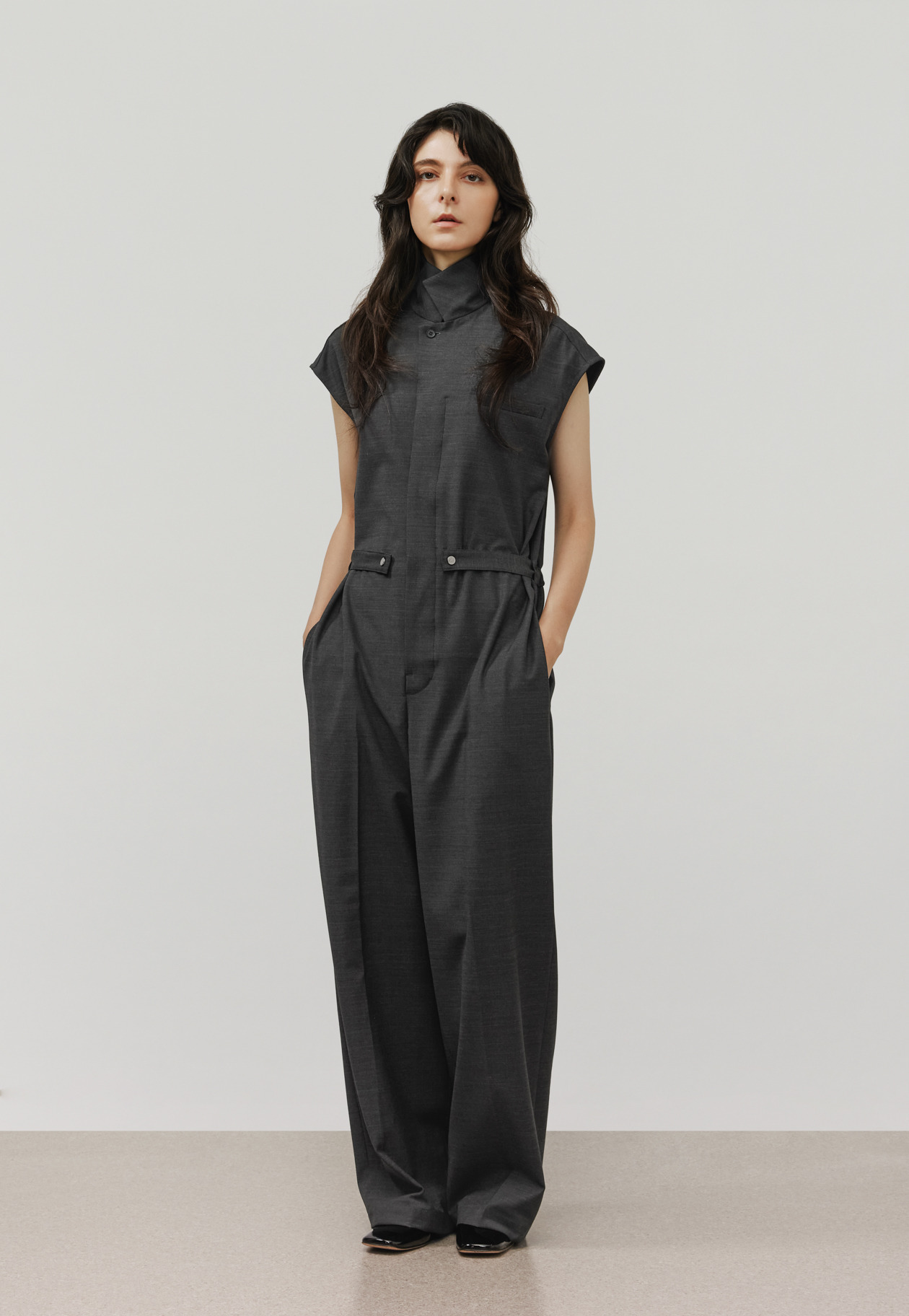 WOOL TWILL SHORT SLEEVE COMBINAISON / ウールツイルショートスリーブコンビネゾン 詳細画像 Chcl 1