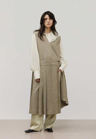 NEP WOOL WRAP DRESS / ネップウールラップドレス
