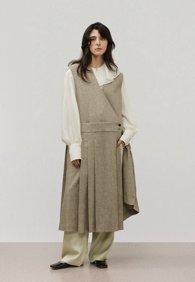 NEP WOOL WRAP DRESS / ネップウールラップドレス 詳細画像 Beige 1