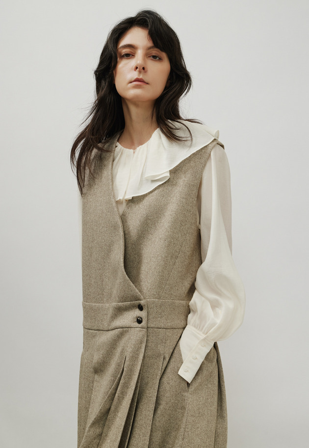 NEP WOOL WRAP DRESS / ネップウールラップドレス 詳細画像 Beige 5