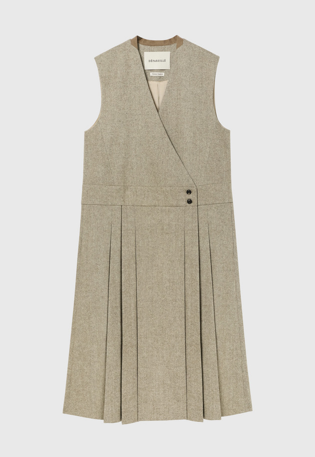 NEP WOOL WRAP DRESS / ネップウールラップドレス 詳細画像 Beige 6