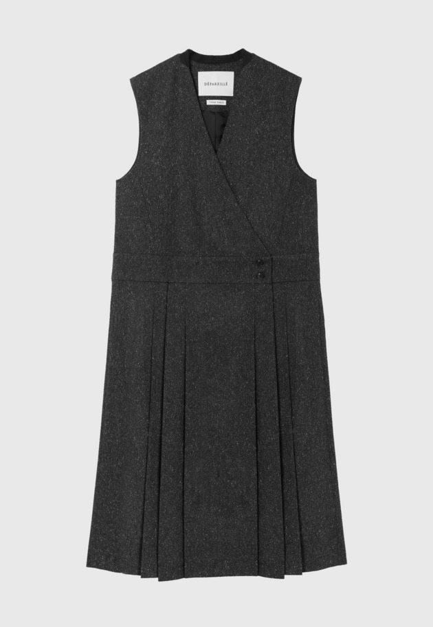 NEP WOOL WRAP DRESS / ネップウールラップドレス 詳細画像 Black 1