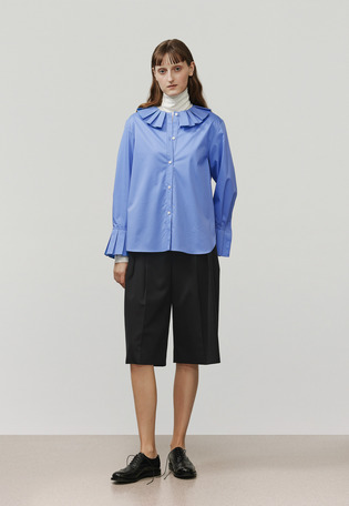 COTTONPOLYESTER PLEATS BLOUSE / コットンポリエステルプリーツブラウス