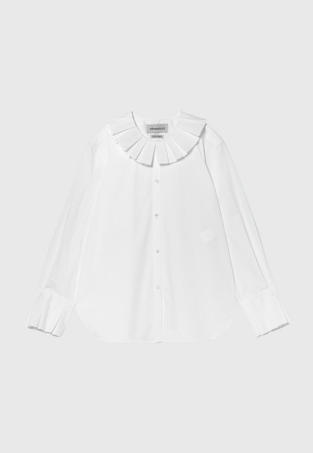 COTTONPOLYESTER PLEATS BLOUSE / コットンポリエステルプリーツブラウス 詳細画像 White 1